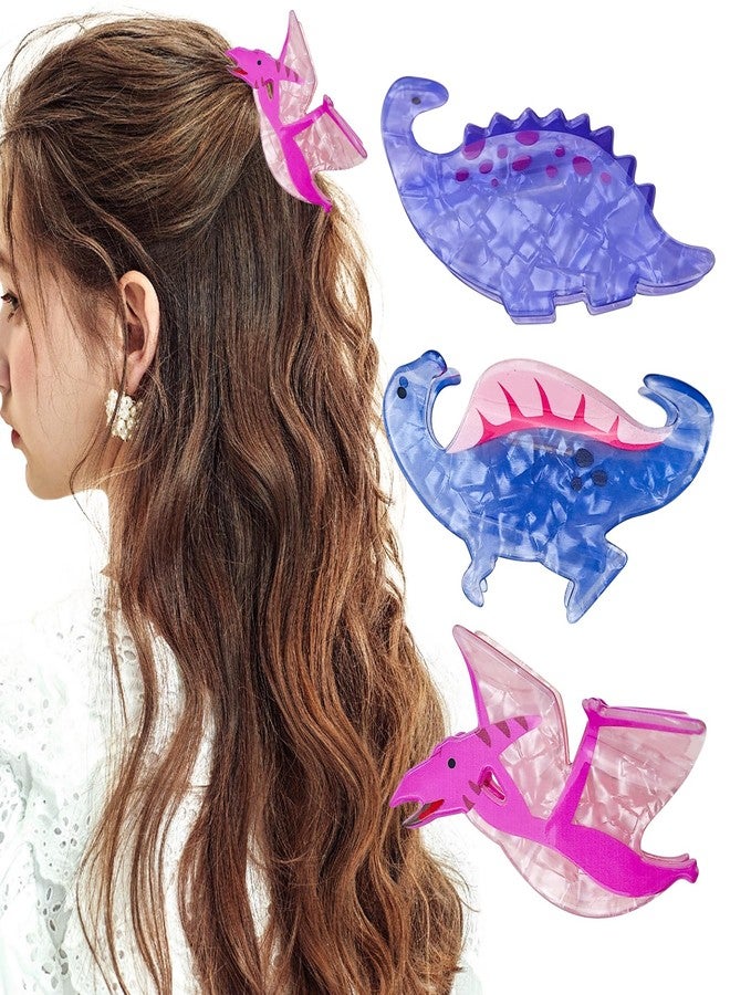 Arvintas 3 PACK Dinosaur Hair Clip, Acrylic Hair Clip, Acetate hair clips, Y2k Accessories Cute Small Hair Clips for Thick Hair for Women Girls(Style 3) - Image 1