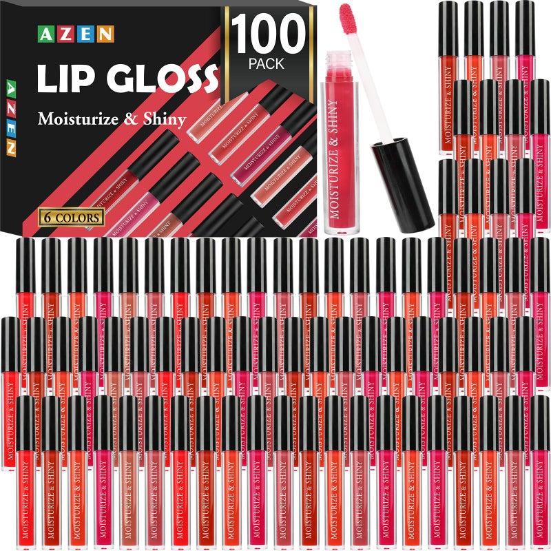 AZEN 100 Pack Lip Gloss Bulk Set, Shimmery Lip Gloss for Women and Girls With Rich Varied Colors, Valentines Gifts Easter Basket Stuffers - Image 1