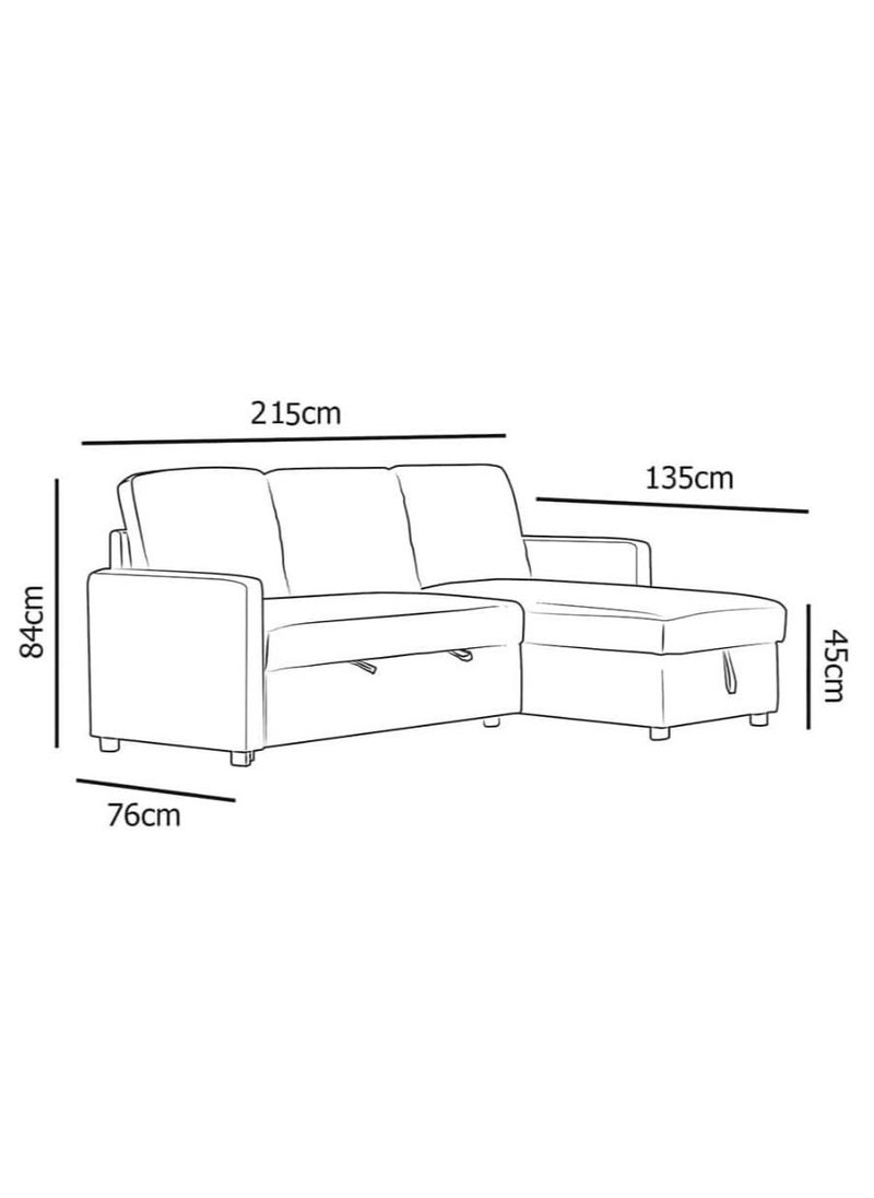 SILA Sofa Cum Bed With Cushions L-Shaped Storage Space Convertible Living Room Brown  - Image 2