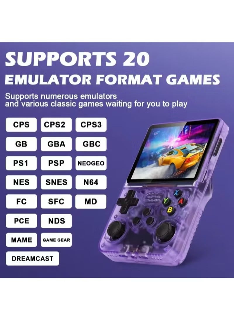 R36S Portable Linux Retro Video Game Console with 64GB TF Card and 20,000+ Games, Retro Video Game Console with 3.5 Inch IPS Screen,PURPLE - Image 3