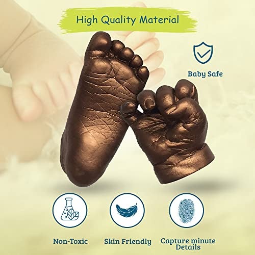 Bawy casting kit 2 foot 2 hand hand casting, hand print and footprint kit up to age 2 years. Newborn Gifting, record book,baby shower gifts for mom to be (baby casting). - Image 4