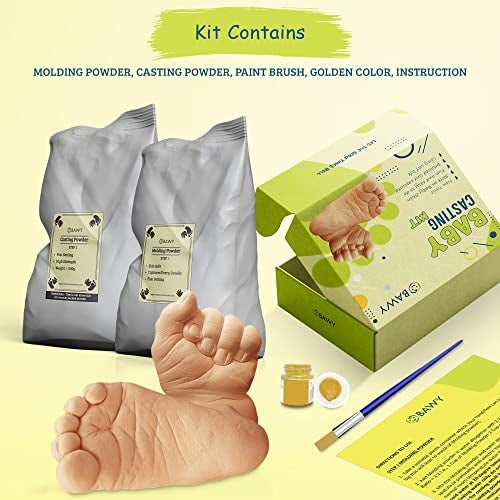 Bawy casting kit 2 foot 2 hand hand casting, hand print and footprint kit up to age 2 years. Newborn Gifting, record book,baby shower gifts for mom to be (baby casting). - Image 5