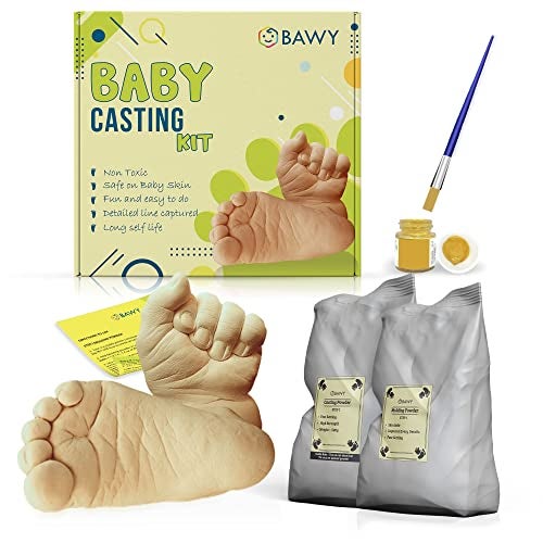 Bawy casting kit 2 foot 2 hand hand casting, hand print and footprint kit up to age 2 years. Newborn Gifting, record book,baby shower gifts for mom to be (baby casting). - Image 1