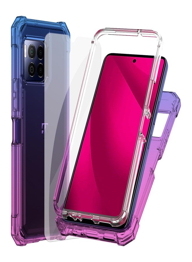 Ailiber جراب هاتف Ailiber لهاتف T-Mobile REVVL 7 Pro 5G، جراب T-Mobile Metro REVVL 7 Pro مع واقي شاشة، حماية مزدوجة الطبقات، غطاء سيليكون TPU مقاوم للصدمات بزوايا متينة - أزرق وردي - Image 1
