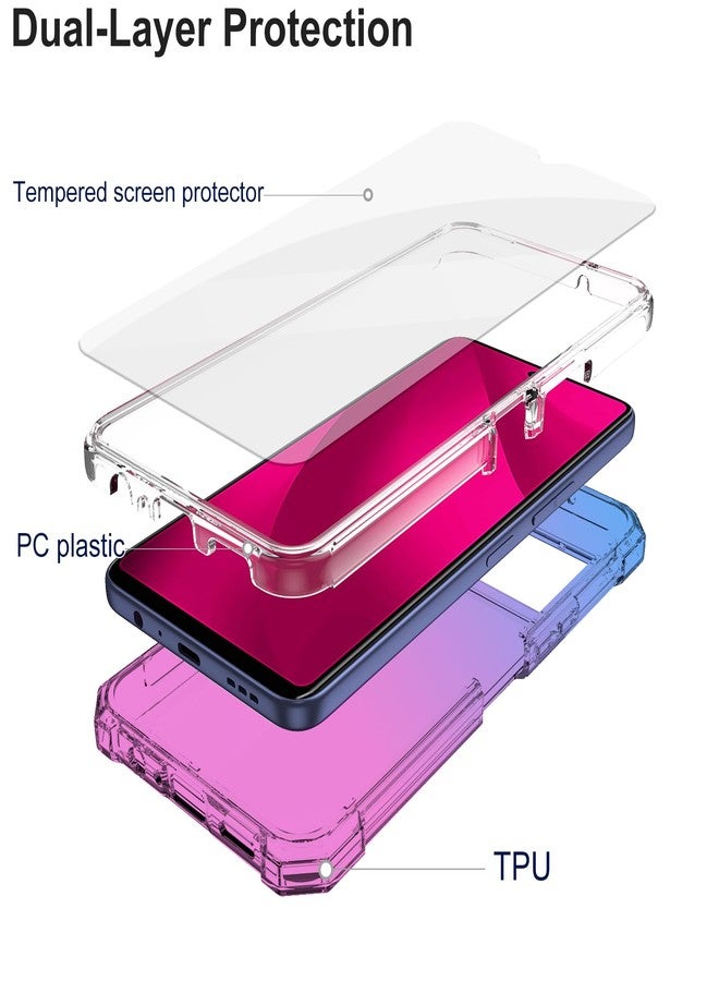 Ailiber جراب هاتف Ailiber لهاتف T-Mobile REVVL 7 Pro 5G، جراب T-Mobile Metro REVVL 7 Pro مع واقي شاشة، حماية مزدوجة الطبقات، غطاء سيليكون TPU مقاوم للصدمات بزوايا متينة - أزرق وردي - Image 3