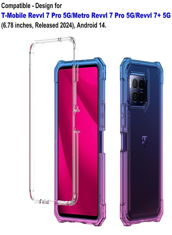 Ailiber جراب هاتف Ailiber لهاتف T-Mobile REVVL 7 Pro 5G، جراب T-Mobile Metro REVVL 7 Pro مع واقي شاشة، حماية مزدوجة الطبقات، غطاء سيليكون TPU مقاوم للصدمات بزوايا متينة - أزرق وردي - Image 2