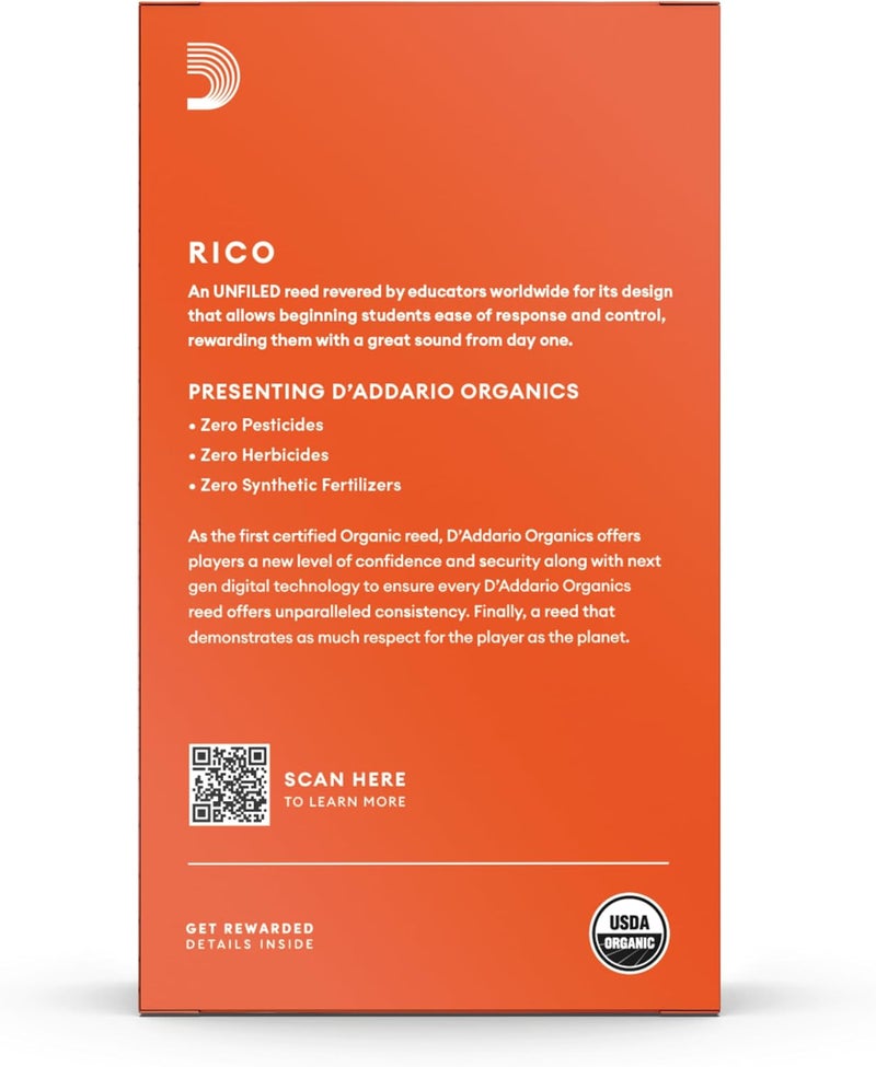 Rico Bass Clarinet Reeds, Strength 3.0, 10-Pack - Certified Organic - Image 2