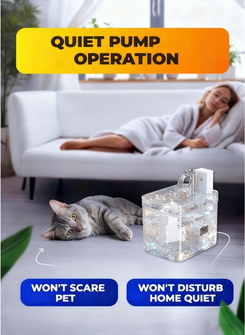 منَقِّل ماء لحيوانات الأليف 1.5 لتر - مُضخِّم ساكن فائق، تدفق مستمر مع مرشح كربون منشط، أطباق شرب أوتوماتيكية للقطط والكلاب الصغيرة - Image 5