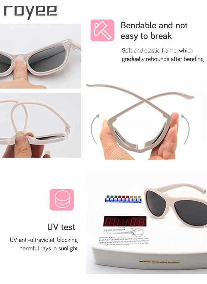Royee - Fashion Oval Polarized Sunglasses for baby Girls Boys UV400 Protection For Beach Holiday Sun Glasses with Flexible Silicone Frame and Elastic Strap for Baby Age 0-3-Orange Frame - Image 1