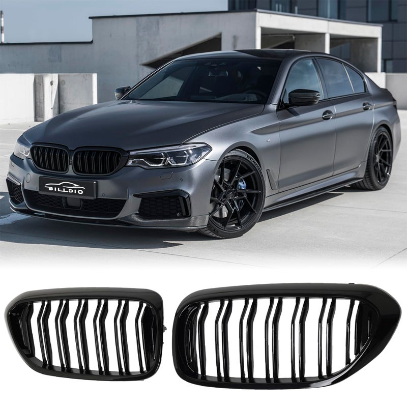 BILLDIO G30 Glossy Black Double Slats Kidney Grille Compatible with 20172020 BMW 5 Series 530e 530i 540i 550i xDrive NonxDrive