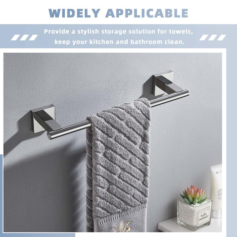 Suyar Hand Towel Bar 14""  Suyar SUS304 Stainless Steel Shower Towel Holder  Bathroom Kitchen Closet Cabinet Washcloth Rack Wall Mounted  Polished Chrome - Image 5