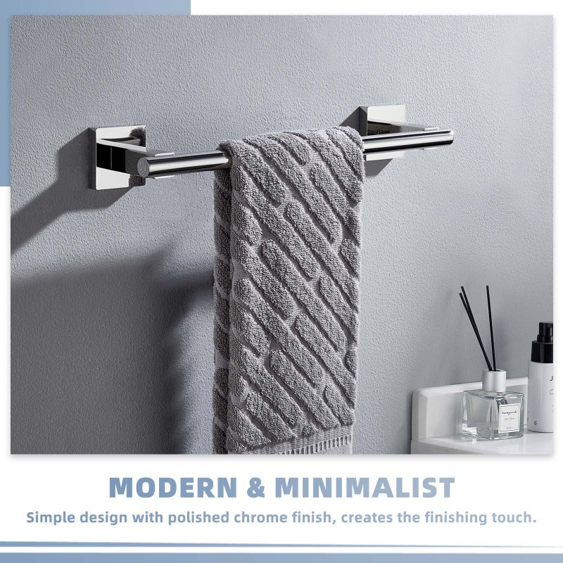 Suyar Hand Towel Bar 14""  Suyar SUS304 Stainless Steel Shower Towel Holder  Bathroom Kitchen Closet Cabinet Washcloth Rack Wall Mounted  Polished Chrome - Image 2