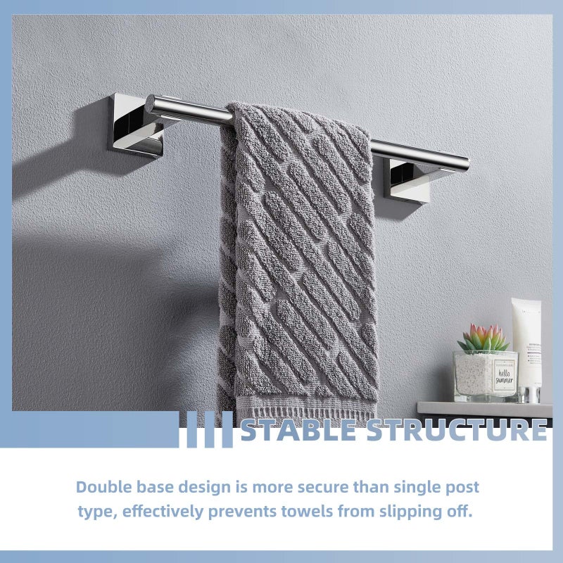 Suyar Hand Towel Bar 14""  Suyar SUS304 Stainless Steel Shower Towel Holder  Bathroom Kitchen Closet Cabinet Washcloth Rack Wall Mounted  Polished Chrome - Image 3