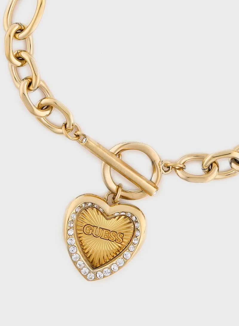 GUESS Heart & T-Bar Chain Bracelet