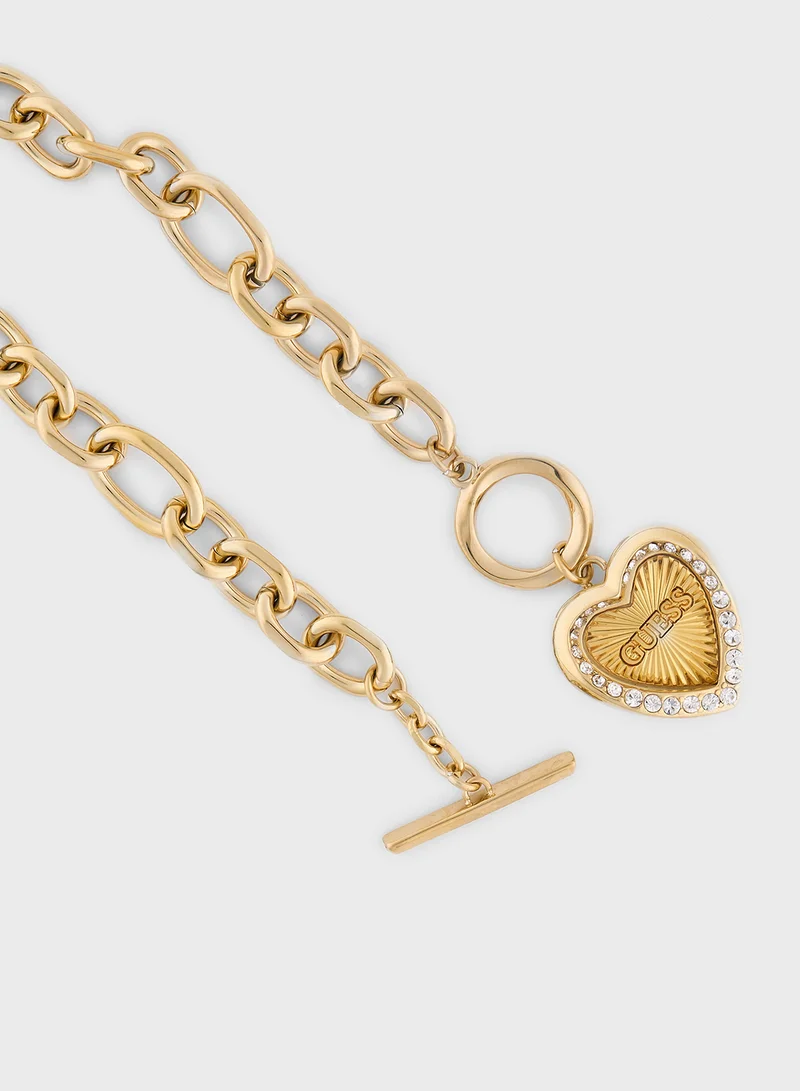 GUESS Heart & T-Bar Chain Bracelet