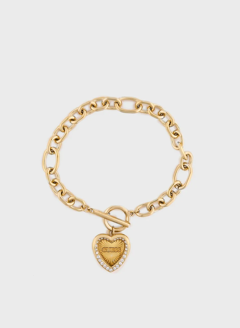GUESS Heart & T-Bar Chain Bracelet