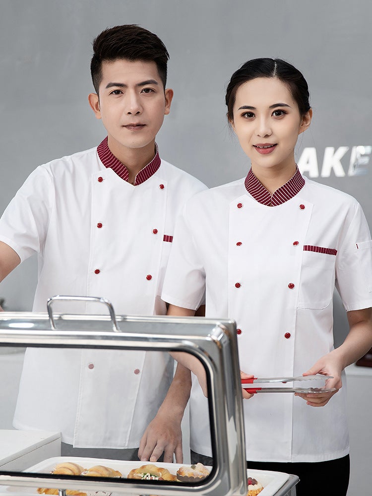 Chef Work Clothes Short-Sleeved Summer Wear For Men And Women In School Restaurants And Kindergarten Kitchens Long-Sleeved Wear Moisture-Wicking And Sweat-Wicking - Image 5