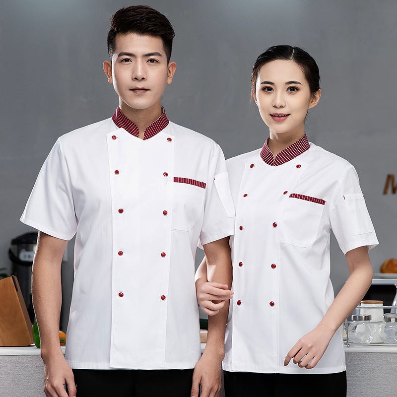 Chef Work Clothes Short-Sleeved Summer Wear For Men And Women In School Restaurants And Kindergarten Kitchens Long-Sleeved Wear Moisture-Wicking And Sweat-Wicking - Image 1
