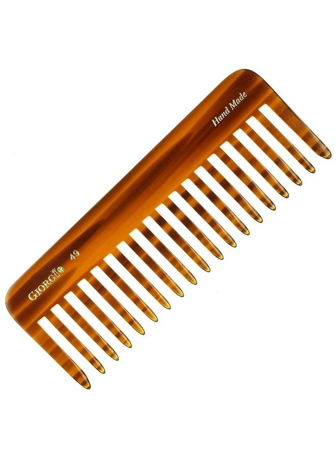 جورجيو مشط فك تشابك الشعر جيورجيو G49 كبير، بطول 5.75 بوصة، بأسنان واسعة للشعر الكثيف والمجعد والمتموج. مشط فك تشابك الشعر الطويل، مناسب للشعر الجاف والمبلل. مصنوع يدويًا من السليلوز عالي الجودة، مقطوع بالمنشار، مصقول يدويًا، بلون صدفة السلحفاة. - Image 1