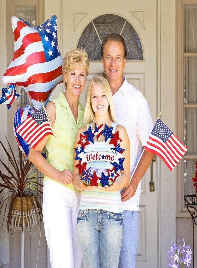Sophena Wooden 4th of July Decoration Door Wreath for Front Door Sign Star Wall Signs, Independence Day Patriotic Day Wreath Welcome Memorial Day Hanging for Home Wall Decor Party Outdoor Indoor - Image 5