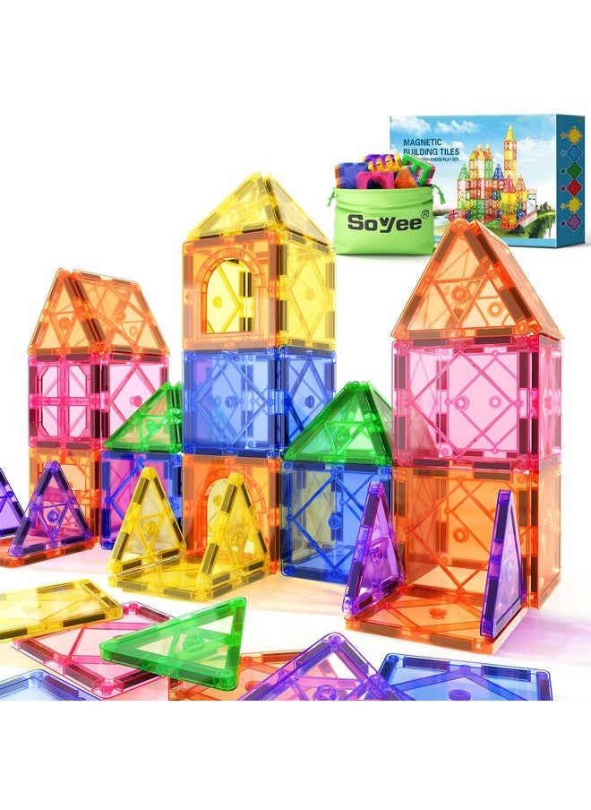 Soyee Magnetic Tiles Toddler Toys Magnetic Building Blocks for Kids Ages 3-12 STEM Educational Toys for Girls & Boys Sensory Play for Preschool Learning  - Image 1