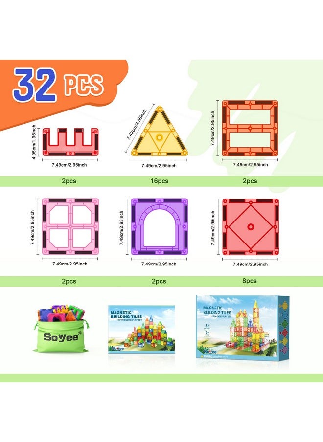 Soyee Magnetic Tiles Toddler Toys Magnetic Building Blocks for Kids Ages 3-12 STEM Educational Toys for Girls & Boys Sensory Play for Preschool Learning  - Image 5