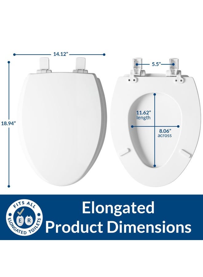 Mayfair Kendall Toilet Seat, Slow Close, Non Slip Premium Wood, Easy Clean, Easy Install, Elongated, White - Image 5