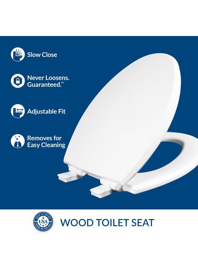 Mayfair Kendall Toilet Seat, Slow Close, Non Slip Premium Wood, Easy Clean, Easy Install, Elongated, White - Image 2