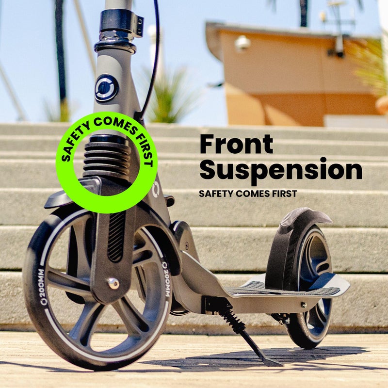AERO MOBILITY Aero Big Wheels Kick Scooter for Kids 8-12, Teens & Adults | Hand Brake, Rubber Deck Mat & Shock Absorption | Foldable & Height Adjustable, 220lbs Max - Image 2