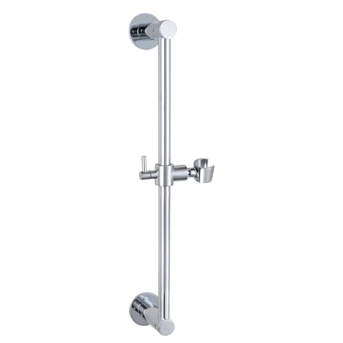 YDmeet Shower Slide Bar Adjustable Handheld Shower Head Holder Wall Mount - 15inch All-Metal Shower Head Slide Bar Compatible with Bathroom Drill Free Glue Installation - Brushed - Image 1