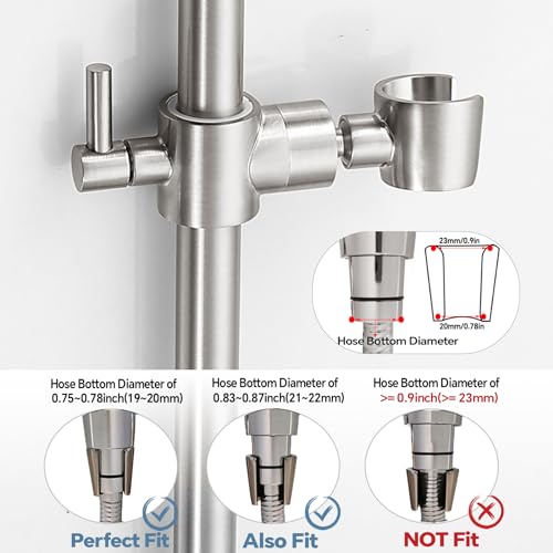 YDmeet Shower Slide Bar Adjustable Handheld Shower Head Holder Wall Mount - 15inch All-Metal Shower Head Slide Bar Compatible with Bathroom Drill Free Glue Installation - Brushed - Image 3