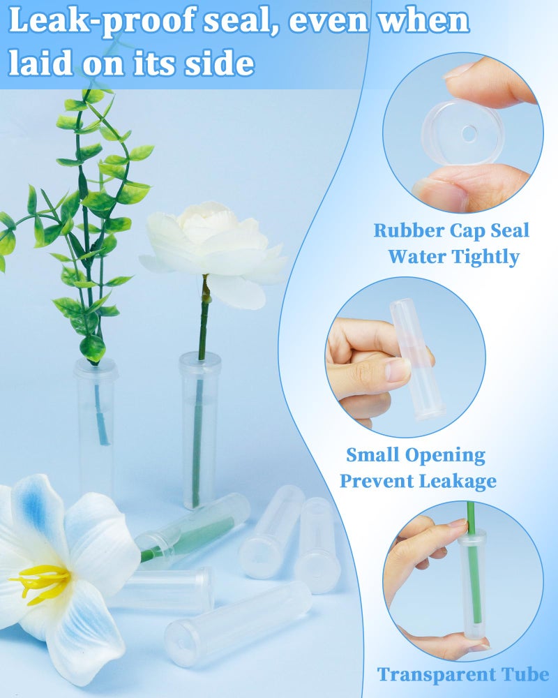FIVEIZERO 30PCS Leak-Proof Floral Water Tubes with Caps - 2.8 Inch Clear Plastic Flower Water Tubes for Arrangements, Single Stem Roses, Bouquets, 0.68 Inch Opening - Image 4