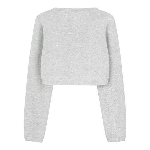 BOLEROSE Girls Long Sleeve Sparkle Cardigan Childrens Kids Bolero Shrug (Silver, 11-12 YRS) - Image 2