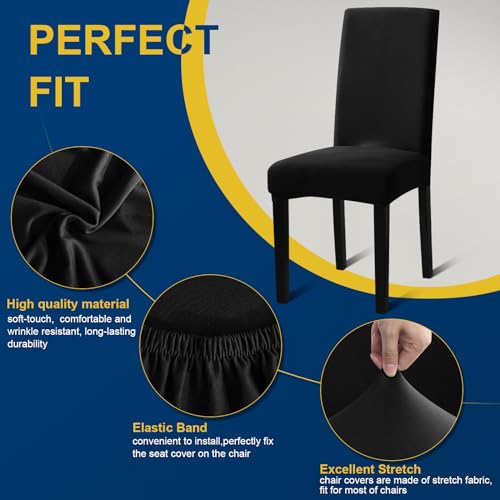 Fafua Chair Covers, Stretch Kitchen Dining Room Chair Covers Set of 6, Removable Washable Dining Chair Slipcovers for Home, Hotel, Banque - Image 2