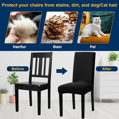 Fafua Chair Covers, Stretch Kitchen Dining Room Chair Covers Set of 6, Removable Washable Dining Chair Slipcovers for Home, Hotel, Banque - Image 3