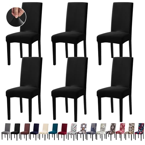 Fafua Chair Covers, Stretch Kitchen Dining Room Chair Covers Set of 6, Removable Washable Dining Chair Slipcovers for Home, Hotel, Banque - Image 1