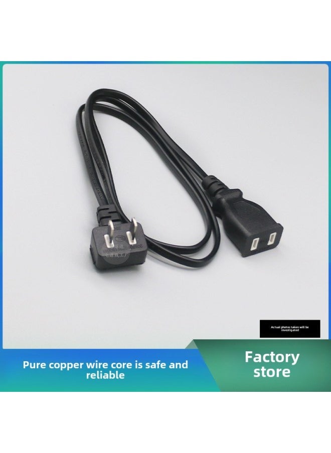 Generic GB Pure Copper 2x 0.75 Square Two-plug Elbow Extension Cord Male To Female Electric Fan Charger TV Power Cord-Color:2X0.75 Square 1.5 Meters  - Image 3