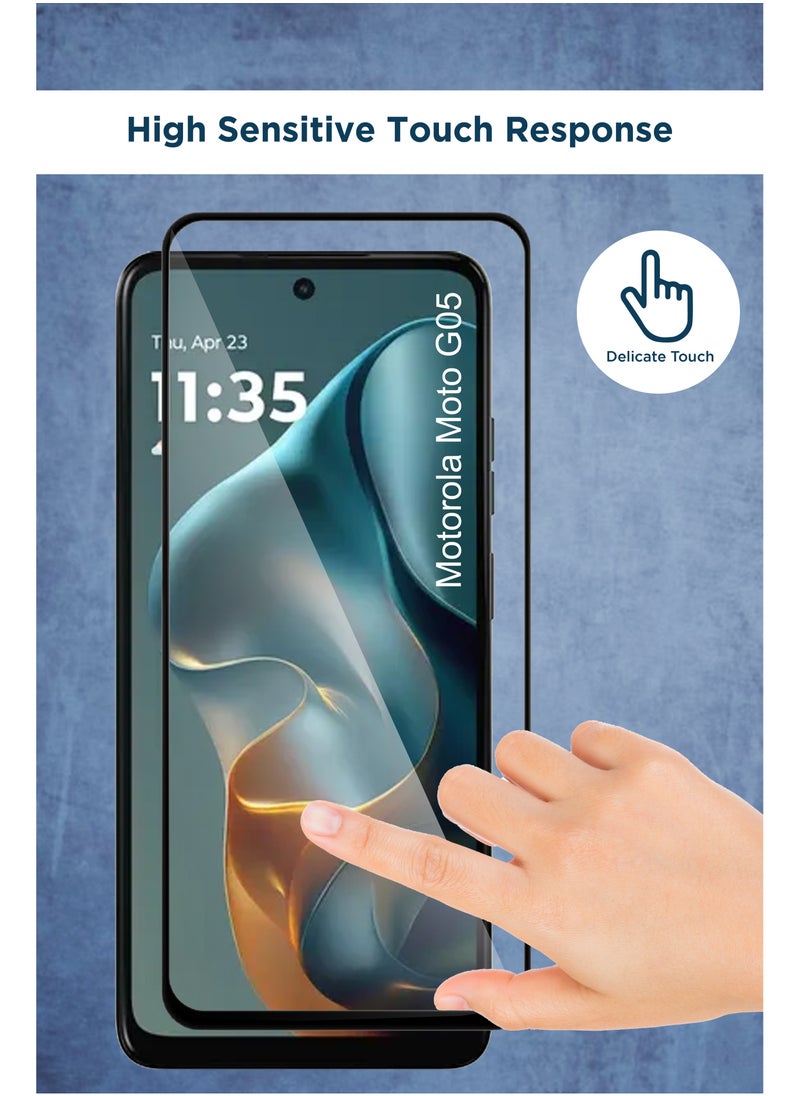 Generic - Motorola Moto G05 - 2 Pack Tempered Glass Screen Protector - Delicate Touch , Higher Transparency , Easy to Install ,Anti-scratch and Bubble-free Screen Protector - Black - Image 1