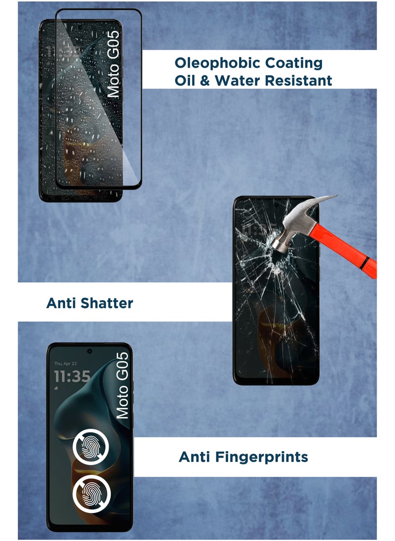 Generic - Motorola Moto G05 - 2 Pack Tempered Glass Screen Protector - Delicate Touch , Higher Transparency , Easy to Install ,Anti-scratch and Bubble-free Screen Protector - Black - Image 1