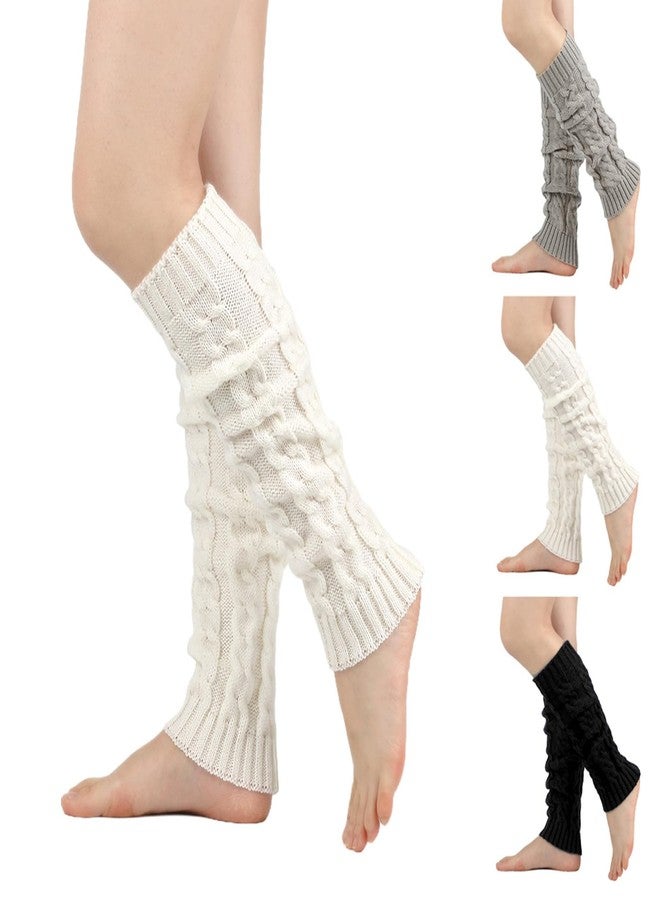 Elandy Knit Winter Thermal Warm Leg Warmers-Long Socks Boot Cuffs Topper Legging Pads For Women Lady Girls Best Xmas Gift (White) - Image 5