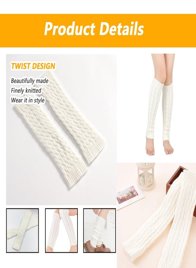 Elandy Knit Winter Thermal Warm Leg Warmers-Long Socks Boot Cuffs Topper Legging Pads For Women Lady Girls Best Xmas Gift (White) - Image 3