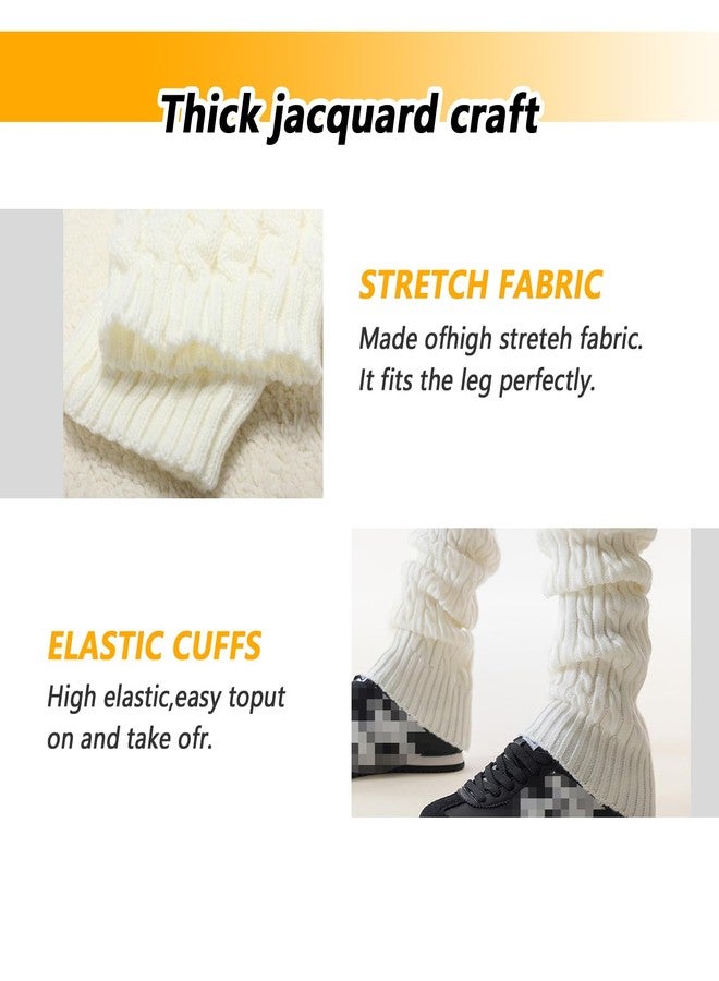 Elandy Knit Winter Thermal Warm Leg Warmers-Long Socks Boot Cuffs Topper Legging Pads For Women Lady Girls Best Xmas Gift (White) - Image 4
