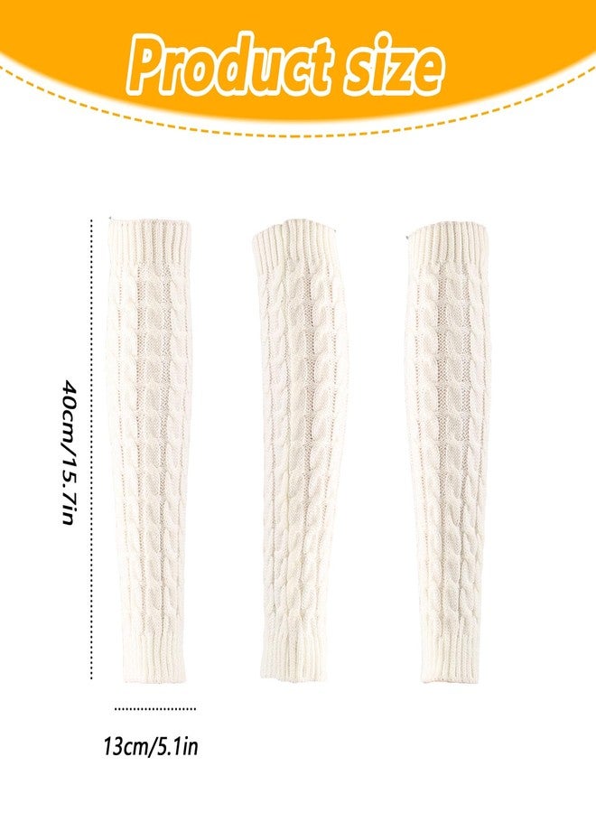 Elandy Knit Winter Thermal Warm Leg Warmers-Long Socks Boot Cuffs Topper Legging Pads For Women Lady Girls Best Xmas Gift (White) - Image 2