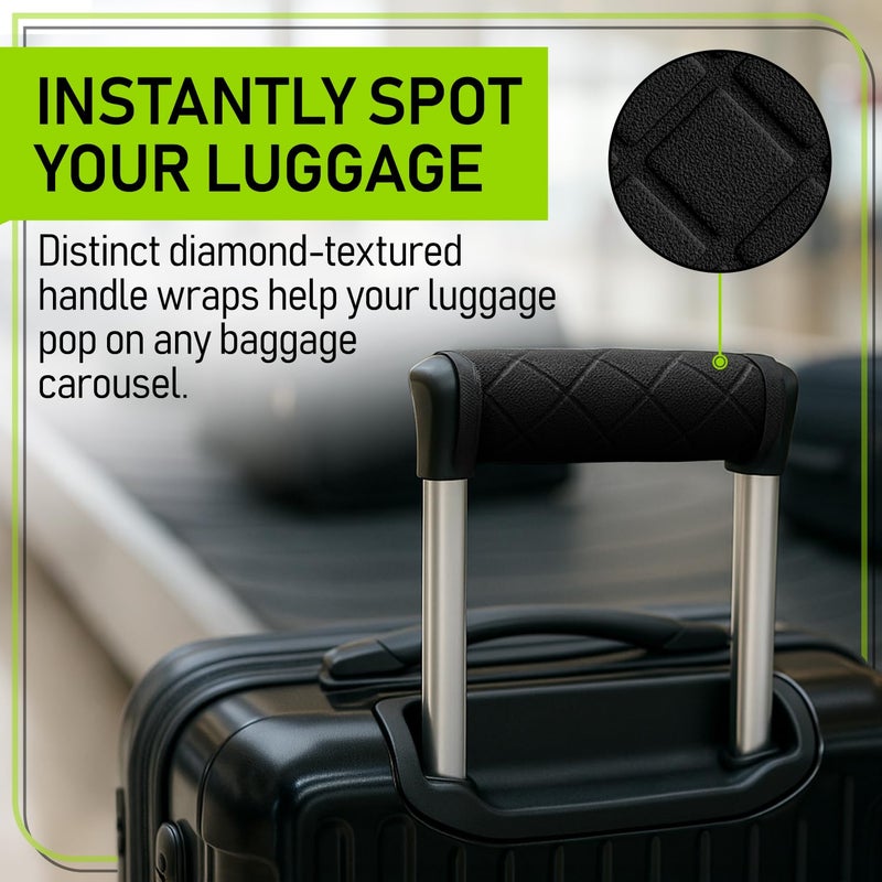 Untethered Luggage Handle Wraps (4-Pack) | Padded Suitcase Handle Covers with Diamond-Grip Design â€“ Comfortable Neoprene Travel Handle Wraps for Luggage, Bags & Suitcases. (4-Pack | Black) - Image 5