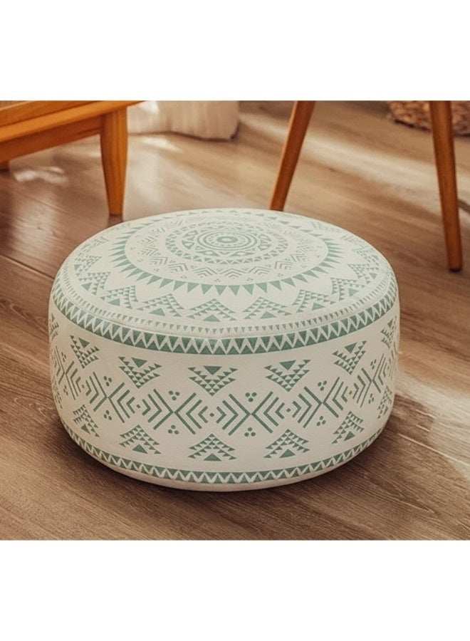 شيبشيب غطاء وسادة جلوس على الأرض بشكل كيس الفاصوليا الدائرية بدون حشو، غطاء مقعد عثماني هندسي بوهيمي ملون مع مقبض، قطعة ديكور لمسند القدمين في غرفة المعيشة أو غرفة النوم أو الباحة ‎(17.8 × 17.8 × 7.9 بوصة) - Image 1
