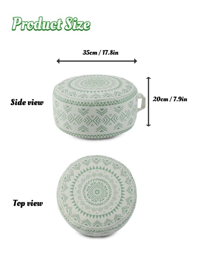 شيبشيب غطاء وسادة جلوس على الأرض بشكل كيس الفاصوليا الدائرية بدون حشو، غطاء مقعد عثماني هندسي بوهيمي ملون مع مقبض، قطعة ديكور لمسند القدمين في غرفة المعيشة أو غرفة النوم أو الباحة ‎(17.8 × 17.8 × 7.9 بوصة) - Image 5