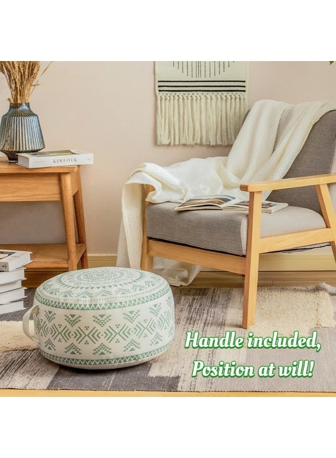 شيبشيب غطاء وسادة جلوس على الأرض بشكل كيس الفاصوليا الدائرية بدون حشو، غطاء مقعد عثماني هندسي بوهيمي ملون مع مقبض، قطعة ديكور لمسند القدمين في غرفة المعيشة أو غرفة النوم أو الباحة ‎(17.8 × 17.8 × 7.9 بوصة) - Image 2