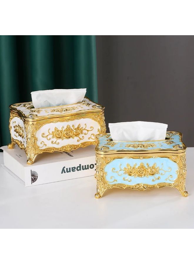 Luxury Tissue Box Holder Golden White For Table Plastic Paper Towel Dispenser - Image 1
