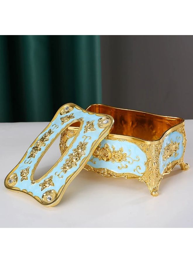 Luxury Tissue Box Holder Golden White For Table Plastic Paper Towel Dispenser - Image 3