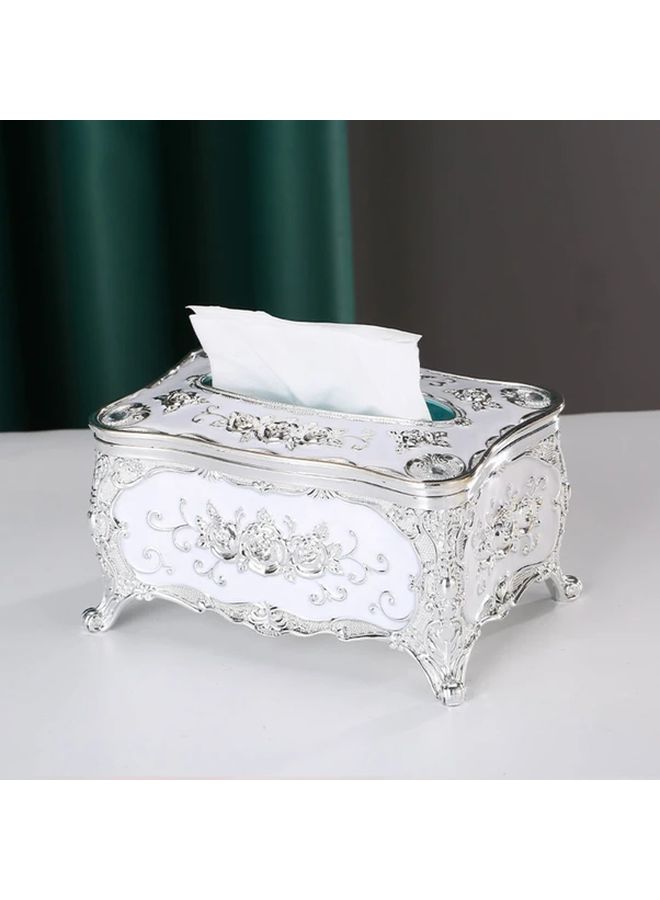 Luxury Tissue Box Holder Golden White For Table Plastic Paper Towel Dispenser - Image 5